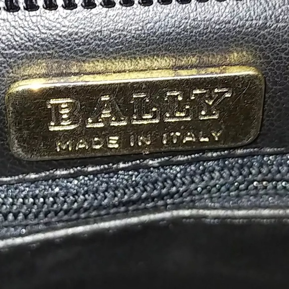 Authentic Bally Shoulder Bag  Black Leather with gold accent trim straps EUC - Picture 7 of 10